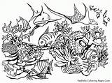 Coloring Underwater Scene Pages Popular Realistic sketch template