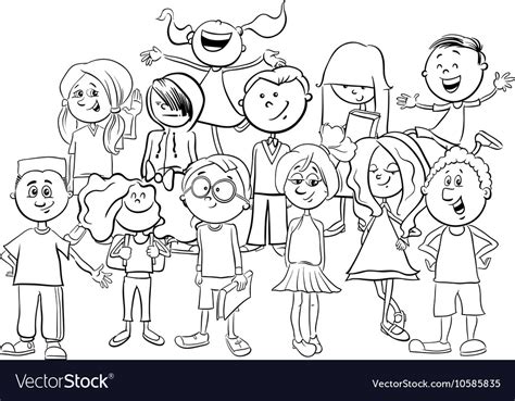 kids  teens coloring page royalty  vector image