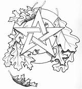 Coloring Pages Pagan Pentagram Drawing Wiccan Pentacle Yule Celtic Adults Adult Printable Tattoo Color Jungle Leaf Leaves Drawings Witch Oak sketch template