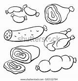Meat Ham Coloring Para Colorear Carne Pages Sausage Cartoon Sausages Dibujos Alimentos Preescolares Template Pork Chicken Doodle Crafts Del Thumb1 sketch template