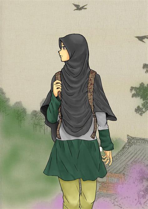 hijab muslimah anime drawing hijaber cartoons pinterest