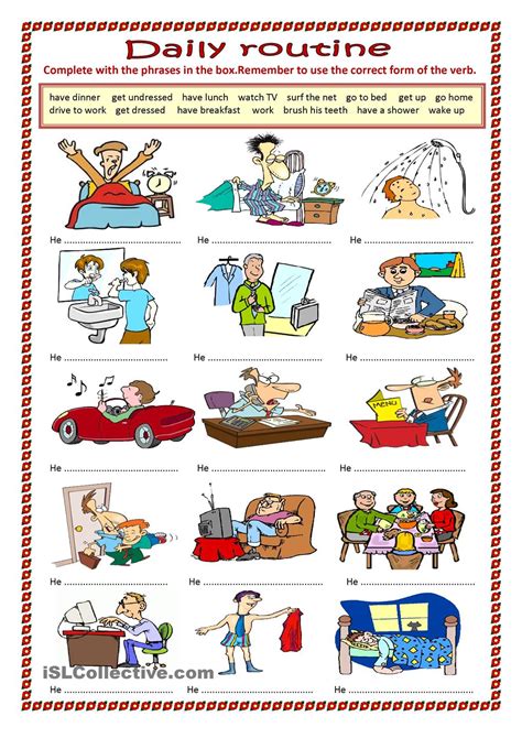 daily routine adapted english esl worksheets  distance learning