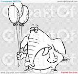 Elephant Balloons Holding Grumpy Illustration Clipart Coloring Royalty Line Rf Toonaday Template sketch template