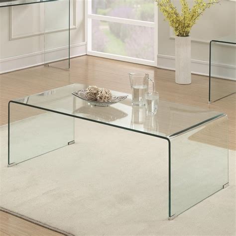 benzara contemporary style minimal clear glass coffee table clear