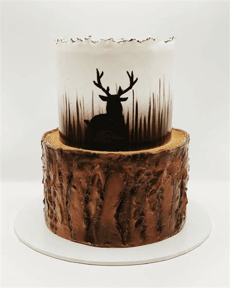 deer birthday cake  tree stump frosting