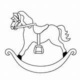 Rocking Horse Outline Clipart Colouring Cheval Bascule Drawings Printable Construire Calhounride sketch template
