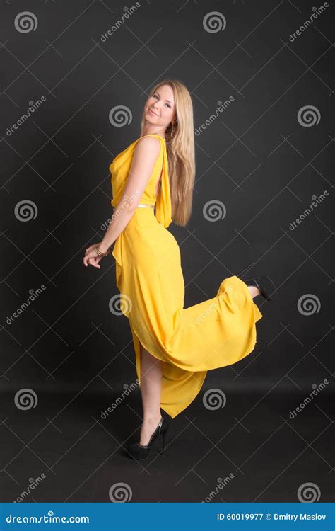 Blonde In A Yellow Dress Stock Image Image Of Woman 60019977