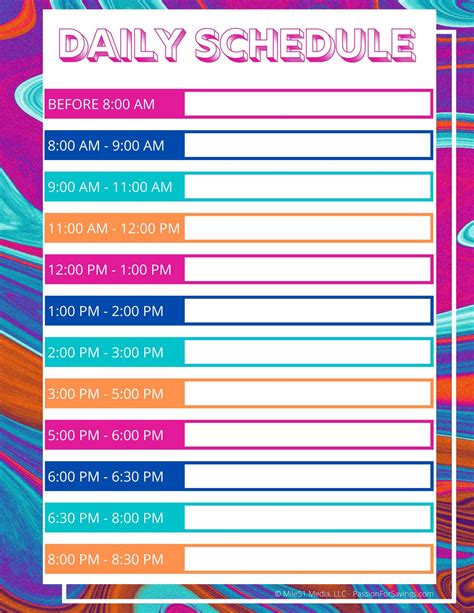 kids daily schedule printable