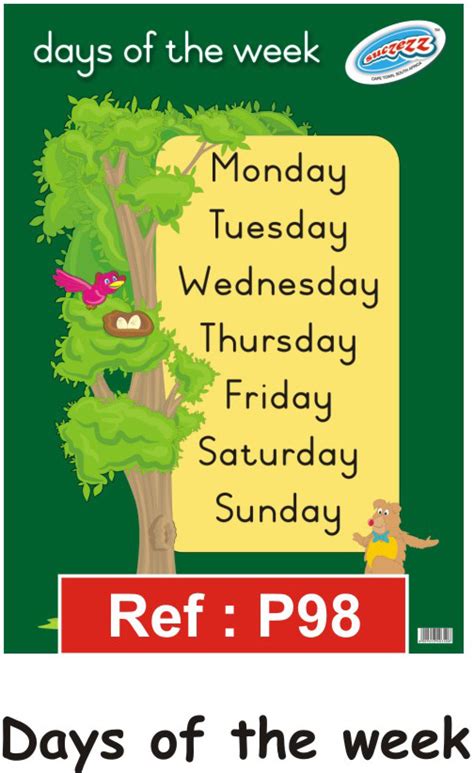 days   week educational classroom poster educational toys