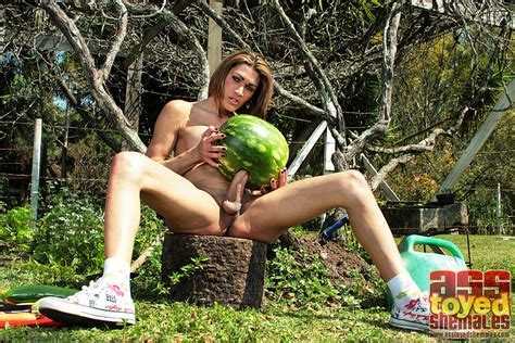 tranny fucks watermelon photo 14
