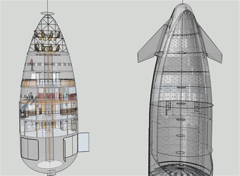 speculative internal layout  spacex starship  michel lamontagne human mars
