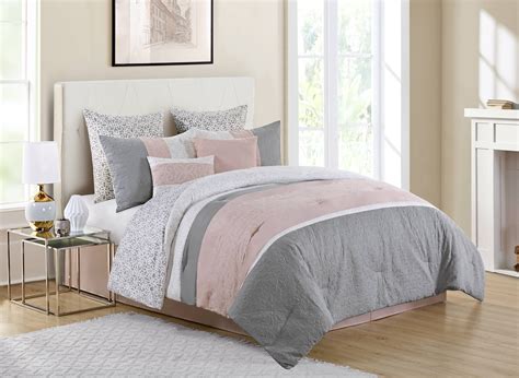 Vcny Home Blush Pink Cordelia Pieced 8 Piece Bedding Comforter Set