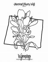 State Coloring Pages Flowers Wyoming American States Week sketch template