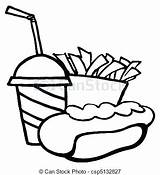 Fries French Coloring Hot Dog Drink Clipart Pages Clip Drawing Hamburger Food Drawings Fast Cartoon Vector Drinking Getdrawings Printable Color sketch template