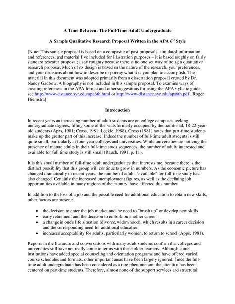 qualitative research proposal sample templates