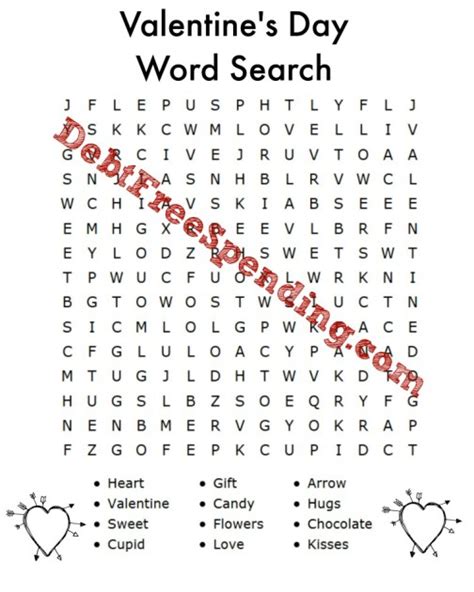 valentines day word search debt  spending