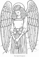 Coloring Angel Pages Guardian Adult Angels Adults Seraphim Colouring Printable Wings Sheets Book Kids Color Print Dover Publications Demon Fairy sketch template