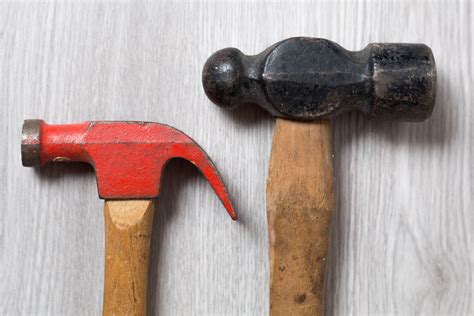 vintage hammers pair  metal  wood hammer red head hammer