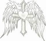 Wings Heart Cross Drawings Drawing Coloring Angel Hearts Pages Cool Tattoo Clipart Tattoos Crosses Jesus Draw Wing Rose Sketches Clip sketch template
