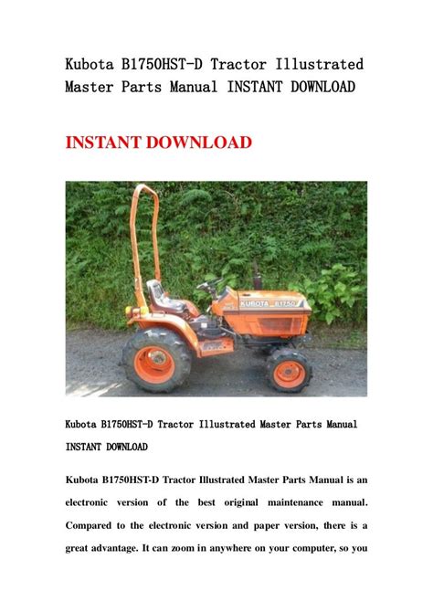 kubota  hst  tractor illustrated master parts manual instant