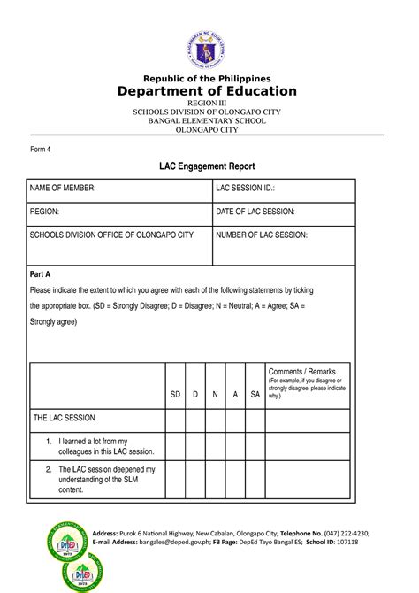 form  lac engagement report  department  education region iii