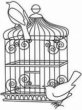Cage Coloring Birds Bird Drawings Patterns Embroidery Pattern Line Drawing Cages Pages Designs Urban Threads Machine Stitch Designlooter Cross Birdcage sketch template