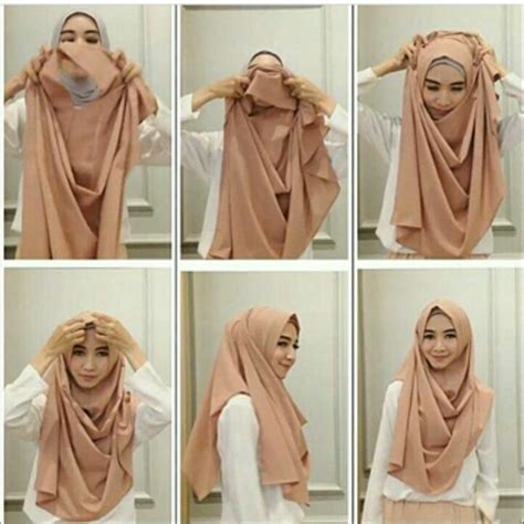 memakai jilbab pashmina bahan ceruti tutorial hijab