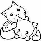 Coloring Pages Cat Kitten Kids Kitty Kawaii Cats Cartoon Color Printable Kittens Print Choose Board Playing sketch template