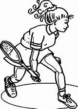 Tennis Coloring Girl Playing Pages Wecoloringpage sketch template