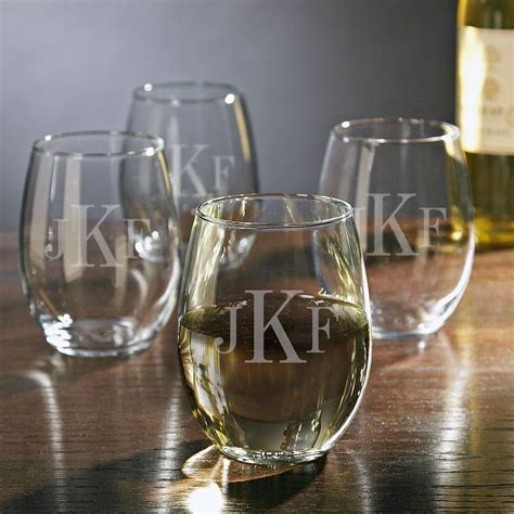 Monogrammed Stemless Wine Glasses Set Of 4