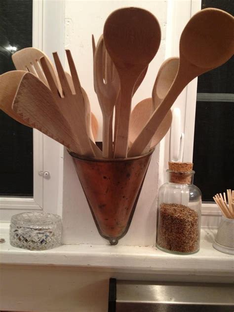 antique copper florist cones  kitchen utensil holders  dennis