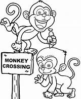 Coloring Monkey Monkeys Funny Cartoon Pages Hilarious Kids Animal sketch template