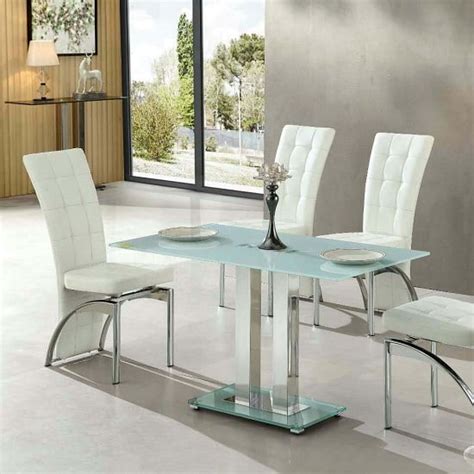 jet small glass dining table rectangular  white  furn