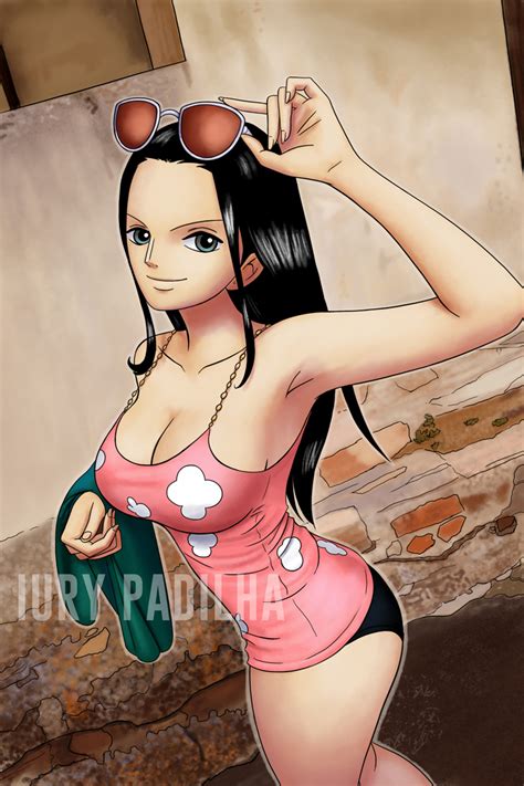Iury Padilha Nico Robin One Piece 1girl Bare Shoulders Black Hair