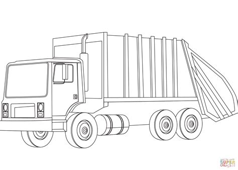 printable garbage truck coloring page