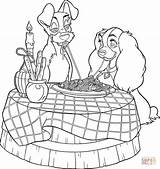 Coloring Lady Tramp Pages Disney Printable Dinner Romantic Come Coloringhome Choose Board Popular sketch template