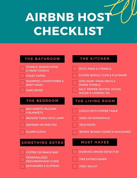 airbnb checklist printable