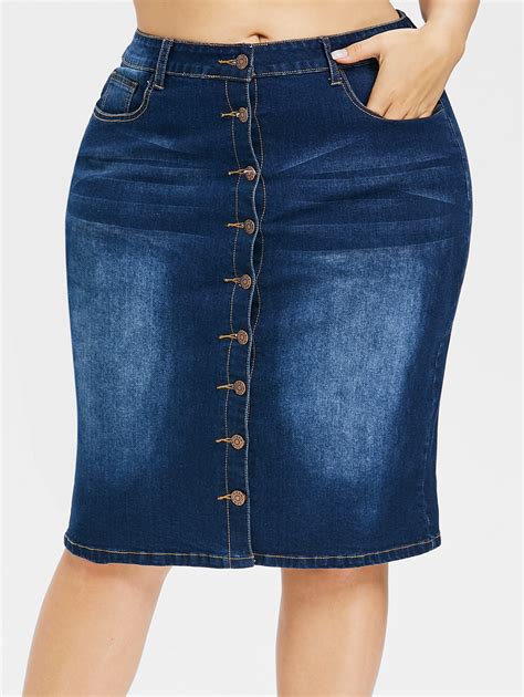 buy gamiss 2018 plus size button up denim skirt casual