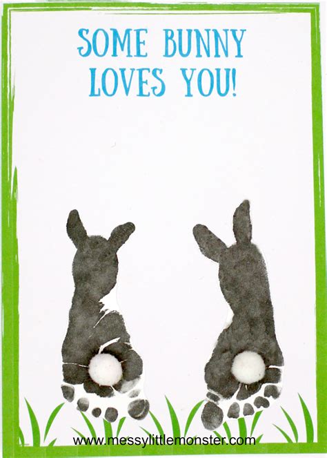 footprint bunny craft  printable keepsake card baby art