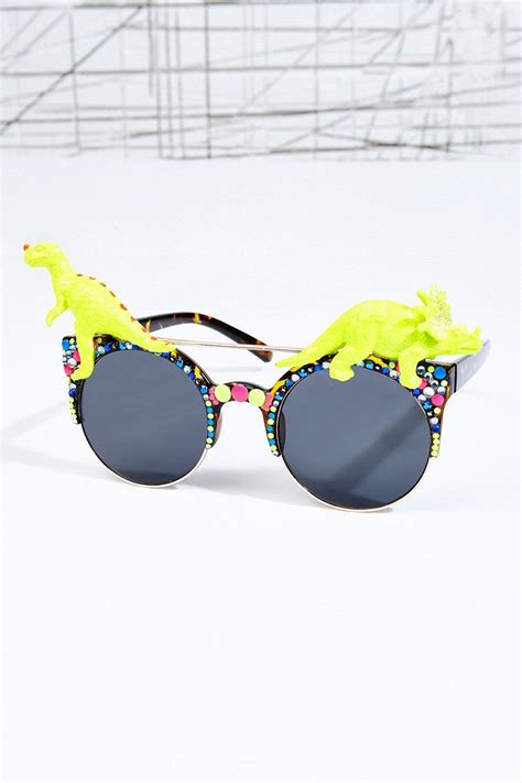 spangled disco dino sunglasses in neon sunglasses urban outfitters