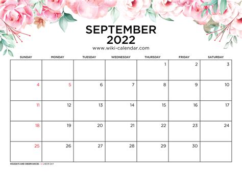 printable september  calendars wiki calendar