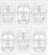 Masks Masken Meadowlyon Afrikanische Edge Pantograph Fasching Mayan Africanas Grundschule Africans sketch template