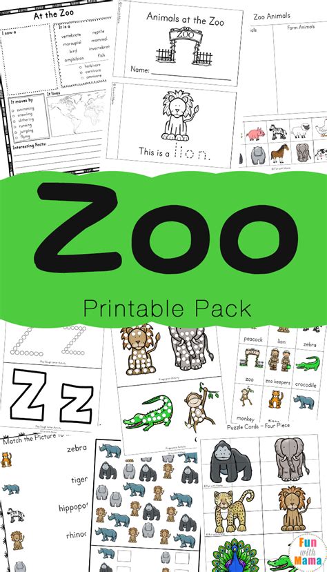 preschool printable activities zoo animals