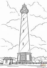 Lighthouse Coloring Cape Hatteras Carolina North Pages Printable Lighthouses Drawing Template House Colouring Drawings Disegno Tattoo Paper Templates Cod Landscape sketch template