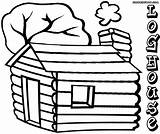 Log Coloring House Pages Loghouse Colorings sketch template