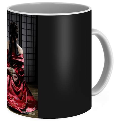 asian woman with her hands tied behind her back coffee mug for sale by