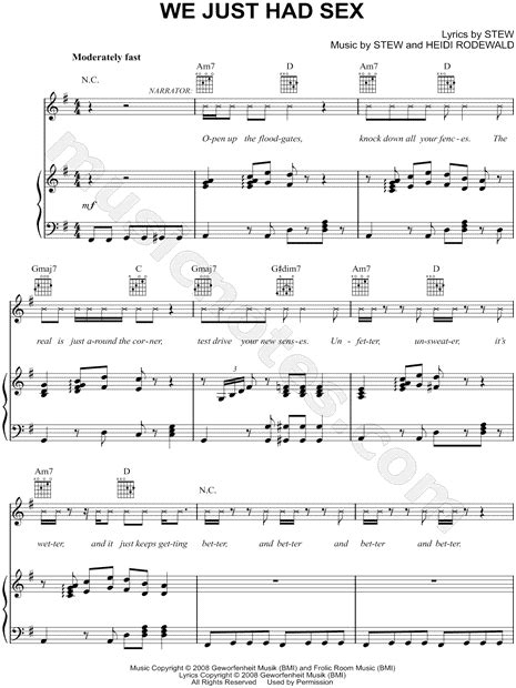 stew we just had sex sheet music in g major download and print sku mn0116172