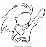 Rock Coloring Person Guitarist Vector Outline Outlined Guitar Blanchette Leo Music sketch template