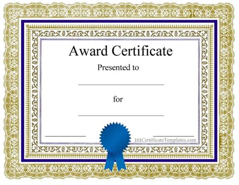 award certificate printable