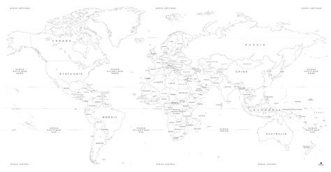 carte monde vierge mappemonde personnalisable noir  blanc